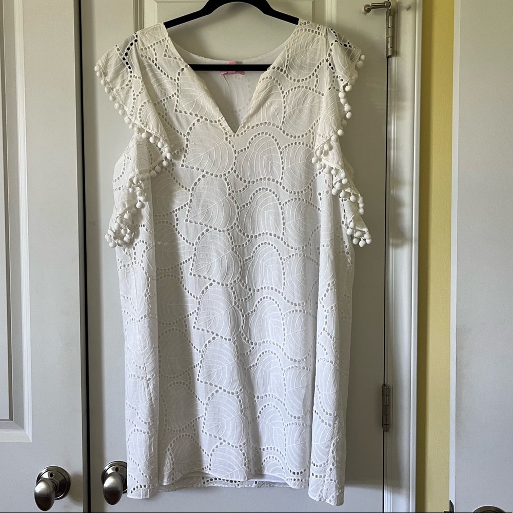 Lilly Pulitzer Eyelet Pom-Pom Sleeve Dress